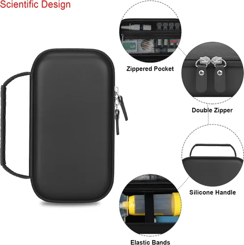 Vista 4 de Elonbo Estuche de transporte para inhalador de asma, espaciador de inhalador para niños y adultos, máscaras, soporte para inhalador, bolsa Negro