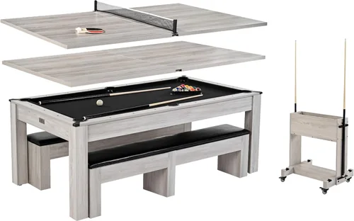 Vista 8 de Barrington Billiards 7' Drop Pocket Pool Table 3-in-1 Combo Table, Dining Top, Table Tennis and Billiards with Accessories