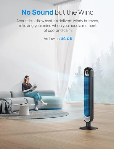 Vista 6 de Dreo Ventilador de torre purificador de aire de 45 pulgadas, ventilador inteligente 2 en 1 para dormitorio y ventilador Cruiser Pro T1 silencioso