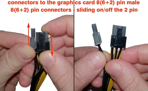 Vista 5 de PCI-e Cable adaptador de alimentación PCI Express macho de 8 pines a doble de 8 pines (6+2) para EVGA Modular Cable de fuente de alimentación