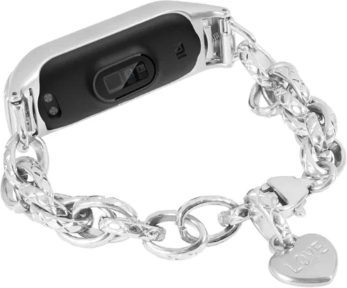 Vista 2 de Compatible con Mi Band 7, correa ajustable de 5.5 a 8.0 pulgadas, correa de acero inoxidable de repuesto para mujeres y hombres, correa de Barcelet