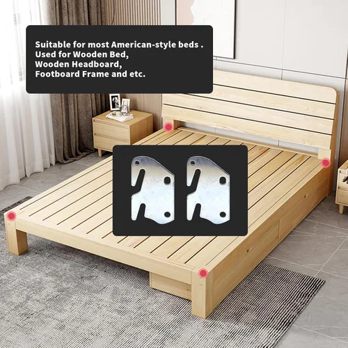 Vista 6 de Bitray Placas de madera para cama de madera para riel de cama de madera, soporte de marco de cama, reemplazo de estribo - 4 piezas