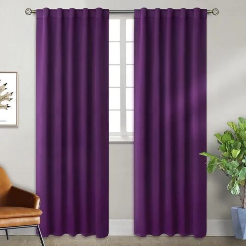 Vista 18 de KEMCO Cortinas opacas con pestaña trasera y bolsillo para barra, cortinas opacas con aislamiento térmico sólido para sala de estar, dormitorio