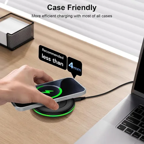 Vista 3 de Cargador inalámbrico para Samsung con almohadilla de carga rápida, cargador de teléfono inalámbrico para estación de carga Android, compatible