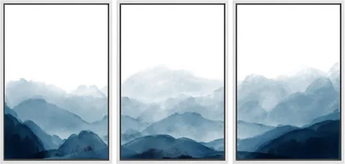 Vista 73 de SIGNWIN Lienzo enmarcado para pared, juego de arte tranquilo con reflejo de lago, acuarela, montaña y agua, ilustraciones modernas, arte abstracto