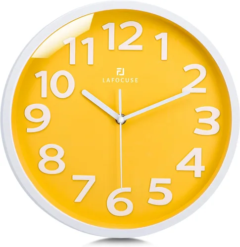 Vista 10 de Lafocuse Reloj de pared azul con números 3D de 12 pulgadas para decoración de sala de estar, moderno reloj de pared de cocina funciona