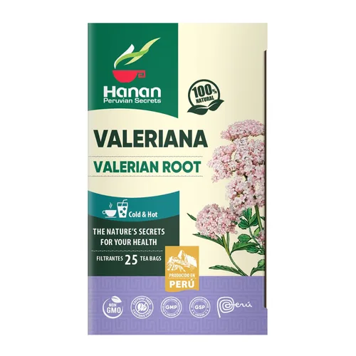 Vista 6 de Hanan Peruvian Secrets Valeriana - Té de hierbas Raíz de valeriana 100% natural 25 bolsas de té Ayuda naturalmente a aliviar el estrés