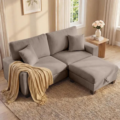Vista 12 de DOPEDIO Sofá biplaza moderno para sala de estar, sillón reclinable de chenilla, funda extraíble, cojines de resorte, marco de madera maciza, fácil