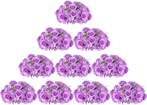 Vista 18 de BLOSMON Bolas de Flores Artificiales Centros de Mesa de Boda 2 Piezas 11.8" Lila Flores Falsas Rosa Hortensia Arreglo de Bolas Centro de Mesa