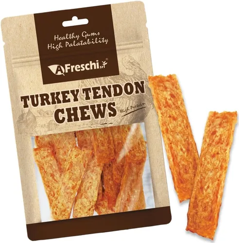 Vista 11 de AFreschi - Golosinas para perros con tendones de pavo, bobina (S), 3 onzas Masticables para cachorros sin cuero crudo