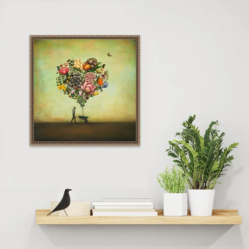 Vista 6 de Amanti Art Lienzo enmarcado para pared, diseño botánico de corazón grande de 16 x 16 pulgadas, por Duy Huynh, lienzo enmarcado para pared, obras