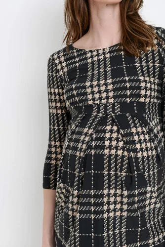 Vista 45 de LaClef - Blusa de maternidad para mujer, cuello redondo, manga 3/4, plisada al frente, estilo peplum