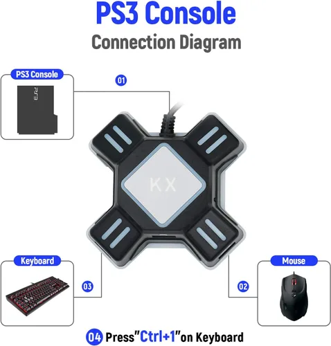 Vista 5 de Mcbazel KX - Adaptador convertidor de teclado y mouse para N-SwitchXbox OnePS4PS3