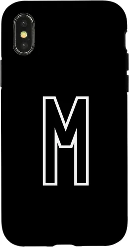 Vista 5 de Funda con monograma inicial favorita para iPhone 13 Pro Max Letra M, color blanco y negro