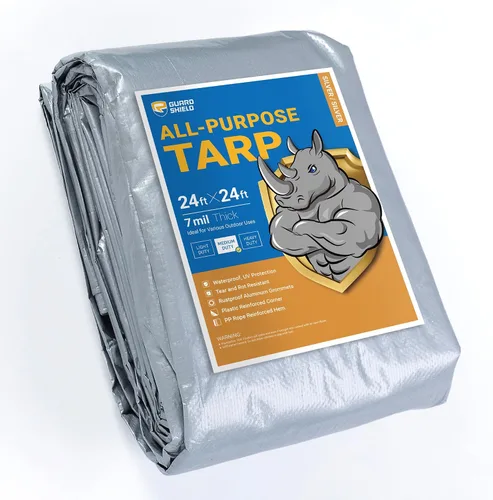 Vista 75 de GUARD SHIELD - Lona negra impermeable de 6 x 6 pies, lonas multiusos de 7 mil