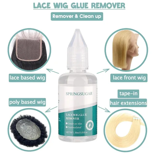 Vista 5 de Kit de pegamento para peluca + removedor de pegamento de peluca de encaje, kit de pegamento de peluca resistente al agua, pegamento de encaje