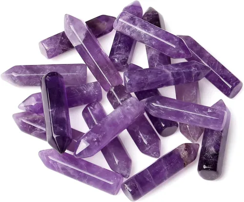 Vista 16 de Juego de 20 piedras de varita de cristales curativos, amatista natural, cuarzo rosa, cuarzo transparente, ojo de tigre, piedras preciosas