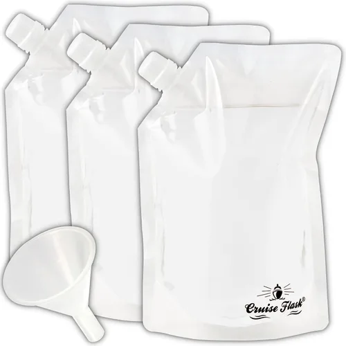 Vista 6 de Juego de envases Cruise Flask para viaje ocultables y reutilizables, para llevar alcohol a donde sea., Transparente