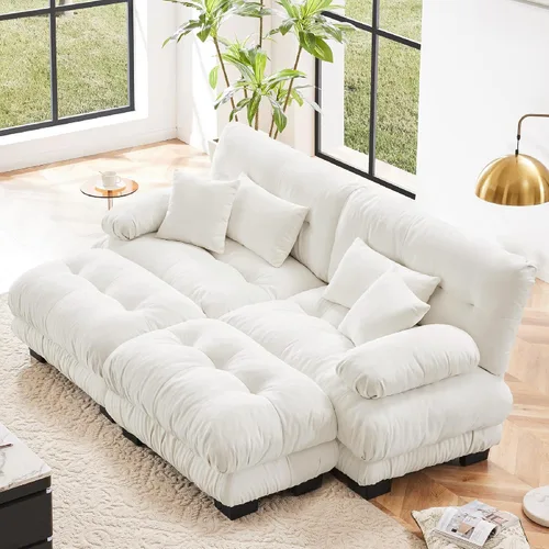 Vista 16 de KEIKI Sofá modular de 94 pulgadas con 4 almohadas, cómodo juego de sofá biplaza Cloud para sofá de asiento profundo suave y profundo, sofá biplaza