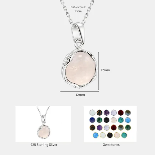 Vista 7 de 925 Sterling Silver Gemstone Necklace Women - Gemstone Pendant Necklace Silver- Birthstone Necklace - Silver Jewelry for Women- Minimalist Jewelry