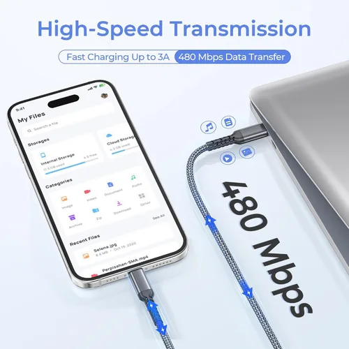 Vista 6 de Basesailor - Cable cargador corto de 1 pie para iPhone 14 13, cable USB C a Lightning con adaptador USB A, cable de carga rápida para Apple iPhone