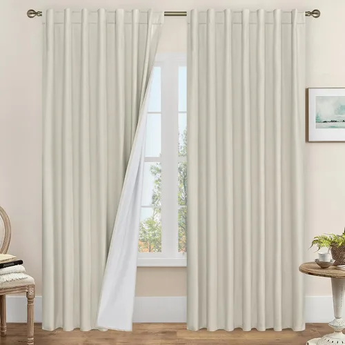 Vista 108 de LAMIT Cortinas opacas cortas de lino de 30 pulgadas para ventanas de cocina sobre el fregadero, cortinas de café texturizadas de lino marfil