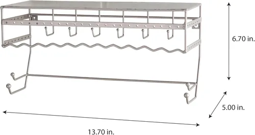 Vista 4 de Estante negro de 13.5 pulgadas para montaje en pared. Bastidor para guardar productos de joyería y accesorios Estante organizador para aretes