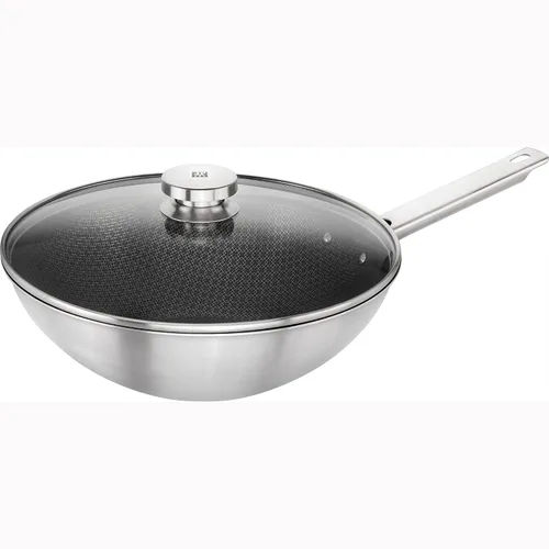 Vista 11 de ZWILLING Wok Dragon de acero al carbono de 12 pulgadas con tapa