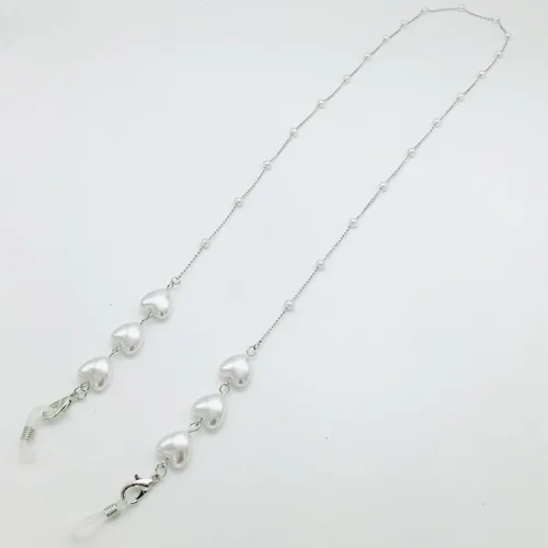 Vista 5 de Sttiafay Cadena de cuentas para lentes para mujer, con forma de corazón, perla, correa para gafas, cordón de retención para lentes de sol, cordón
