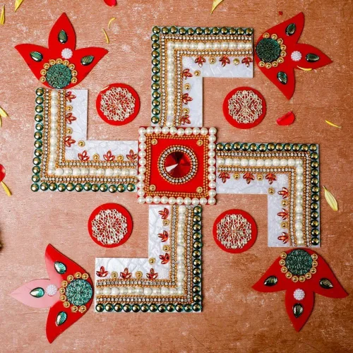 Vista 9 de Festive Floral Rangoli Rangoli de diseño acrílico para decoración tradicional india, decoración de piso interior de puerta del hogar, Diwali