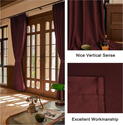 Vista 44 de HUTO Cortinas Plisadas de Pinzas Opacas con Aislamiento Térmico para Oscurecer la Habitación, Panel de Tratamiento de Ventana para Sala de Estar