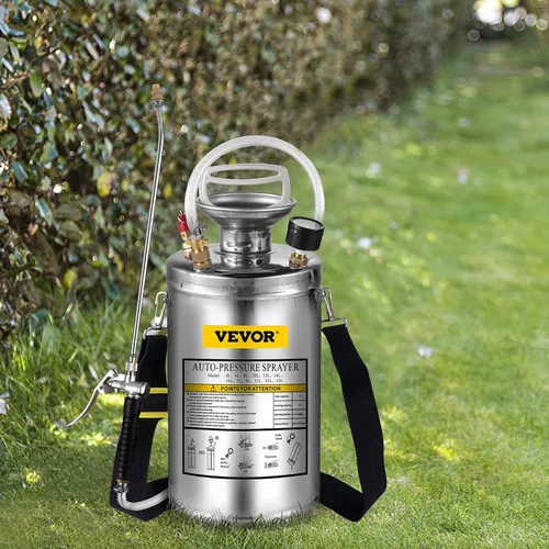 Vista 10 de Happybuy Pulverizador de bomba de acero inoxidable de 1 galón, varita de 12 pulgadas y manguera reforzada de 3 pies, medidor de presión, válvula