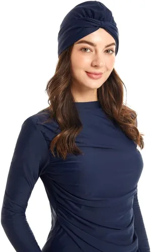 Vista 4 de Traje de baño de manga larga musulmán islámico burkini para mujer, traje de baño modesto Hijab Top+Pantalones, Rashguard cubierta completa floral