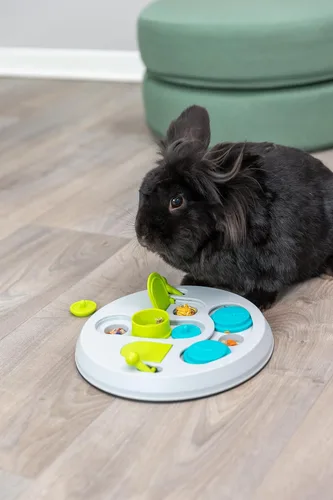 Vista 3 de TRIXIE Hide N Slide Rabbit Activity - Juguete interactivo de animales pequeños para estimulación mental, enriquecimiento, escondite y búsqueda