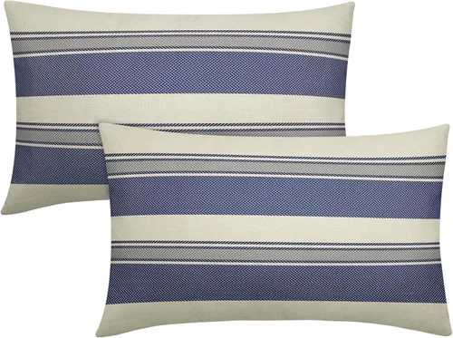 Vista 21 de Juego de 2 fundas de almohada a rayas negras y marrones de 16 x 16 pulgadas, diseño de rayas bohemias con estampado de rayas color crema, fundas