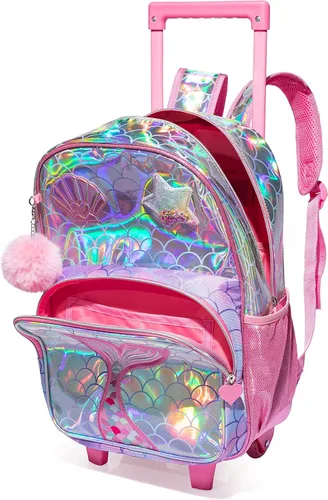 Vista 4 de Meetbelify Mochila con ruedas para niñas con ruedas para niñas para escuela primaria