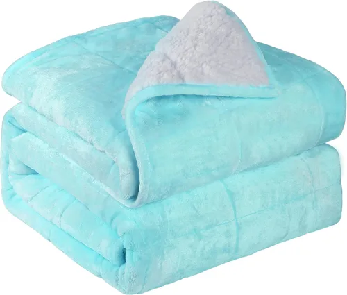 Vista 15 de Alomidds Manta con Peso para Adultos, Tamaño Twin 12 lbs Mantas con Peso, Manta Pesada con Forro Polar Suave y Brillante Reversible y Sherpa Cálido