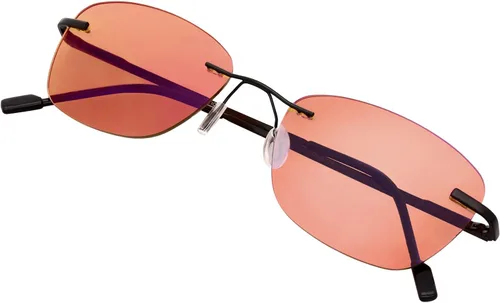 Vista 3 de FL-41 - Lentes sin montura para mujer, con sensibilidad a la luz para migraña, color rosa, para deslumbramiento LED fluorescente, fotofobia y fatiga