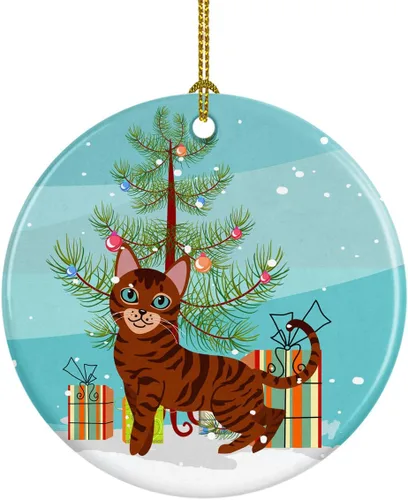 Vista 27 de Caroline's Treasures Árbol de Navidad de gato asiático, adorno de cerámica para colgar en el árbol de Navidad, decoración para el hogar, Navidad