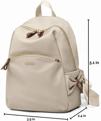 Vista 7 de GOLF SUPAGS Elegante mochila para computadora portátil para mujeres y niñas, mochila de viaje casual, mini mochila de nailon Albaricoque