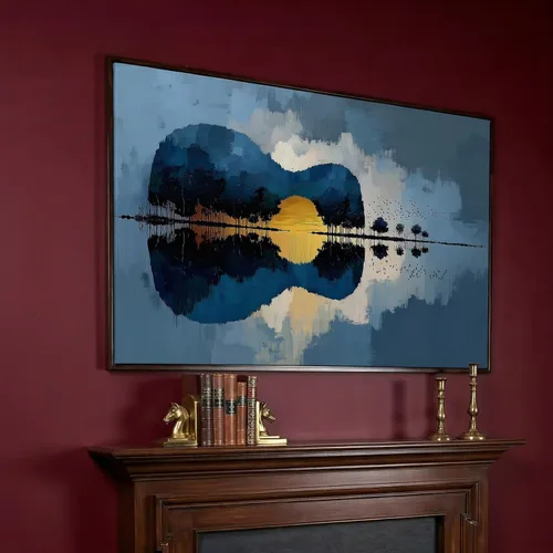 Vista 18 de LuxeWood Arte de Pared Musical en Lienzo - Impresiones Temáticas Musicales Medianas y Grandes para Sala de Estar, Oficina, Estudio, Airbnb