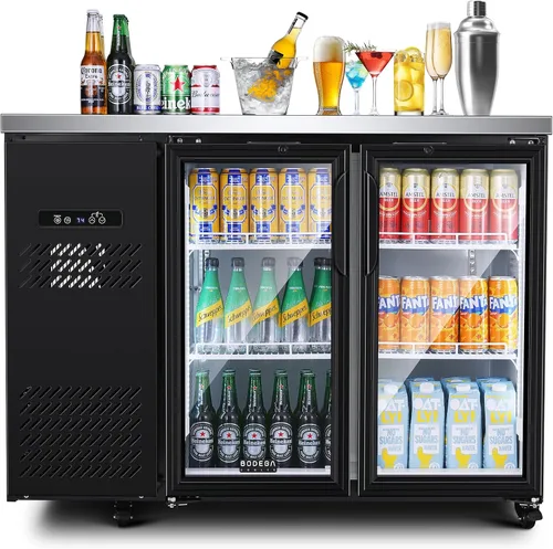 Vista 12 de BODEGA BODEGACOOLER - Refrigerador comercial de bebidas de 9 pies cúbicos con puerta de cristal, refrigeradores de bebidas para exhibición