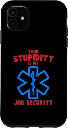 Vista 7 de iPhone 13 divertido su estupidez mi trabajo seguridad EMS EMT Paramedic Case