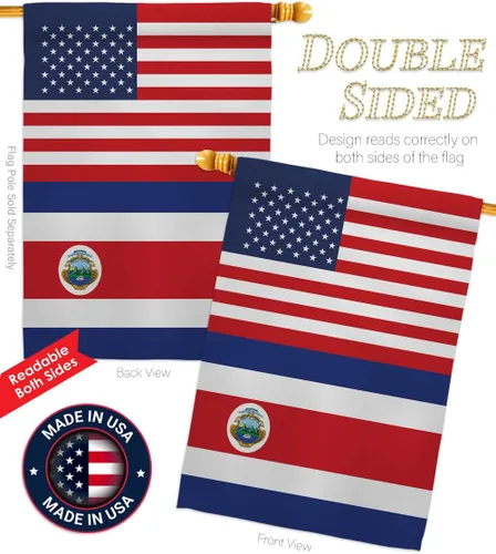 Vista 3 de Bandera de la Amistad de Costa Rica de la Copa del Mundo de Estados Unidos para decoración exterior de la casa, decoración al aire libre, tapiz