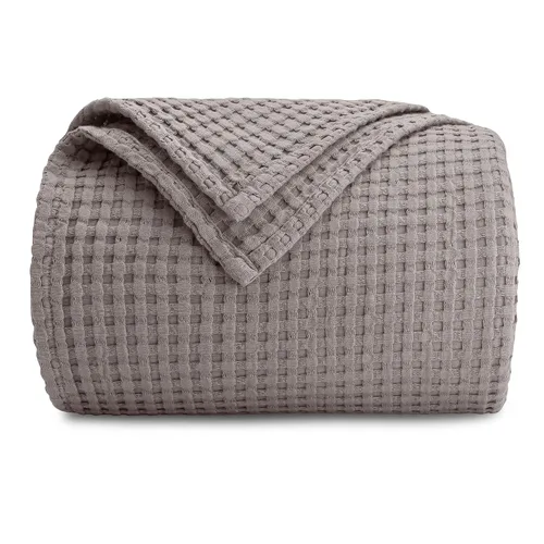 Vista 11 de Comfy Cubs Manta de bebé con tejido de punto gofre, manta de algodón de 40 x 40 pulgadas con diseño texturizado, manta ligera para cama, cuna Blush
