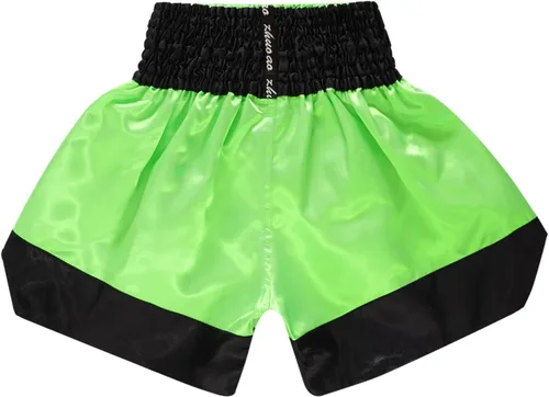 Vista 2 de TiaoBug Pantalones cortos Muay Thai para niños, niñas, boxeo, kickboxing, artes marciales mixtas, traje de baño de satén para lucha contra BJJ