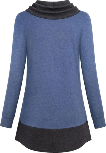 Vista 2 de VALOLIA Blusa holgada de manga larga con cuello vuelto para mujer