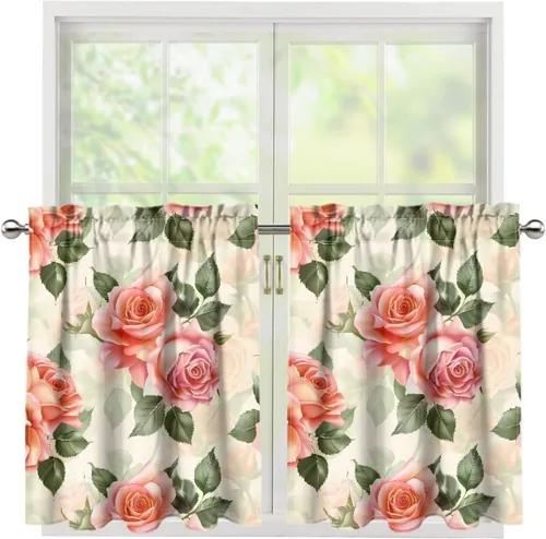 Vista 43 de God Bssing You Tier Curtains for July 4Th 2026 27.5x24 2 Panels Light Filtering Half Window Rod Pocket for Kitchen/Bathroom