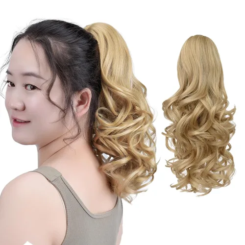 Vista 64 de SYXLCYGG Auburn Clip Cola de caballo Clip Cola de caballo Extensión de cola de caballo ondulado 10 pulgadas 3.5 oz pelo sintético falso pieza
