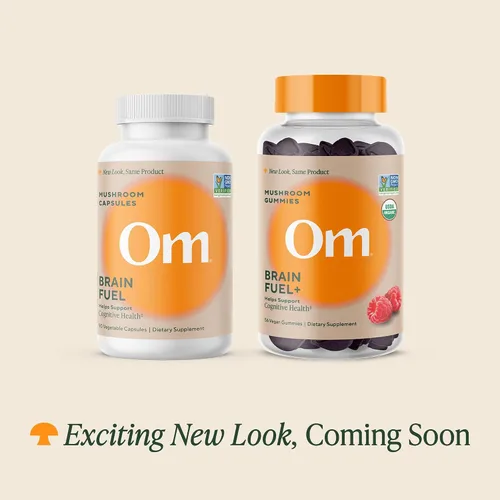 Vista 2 de OM MUSHROOM SUPERFOOD Gomitas Brain Fuel+ - Melena de león orgánica cultivada en Estados Unidos - Apoya la memoria, el enfoque y la función